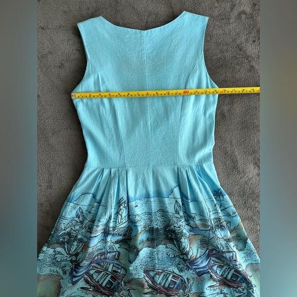 Rica Mare (Ukraine) Summer Mini Blue Dress, L (runs small, best for USA 6). - Picture 8 of 9